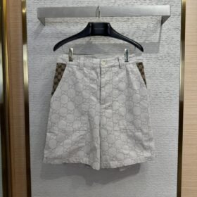 GUCCI double g jacquard denim shorts