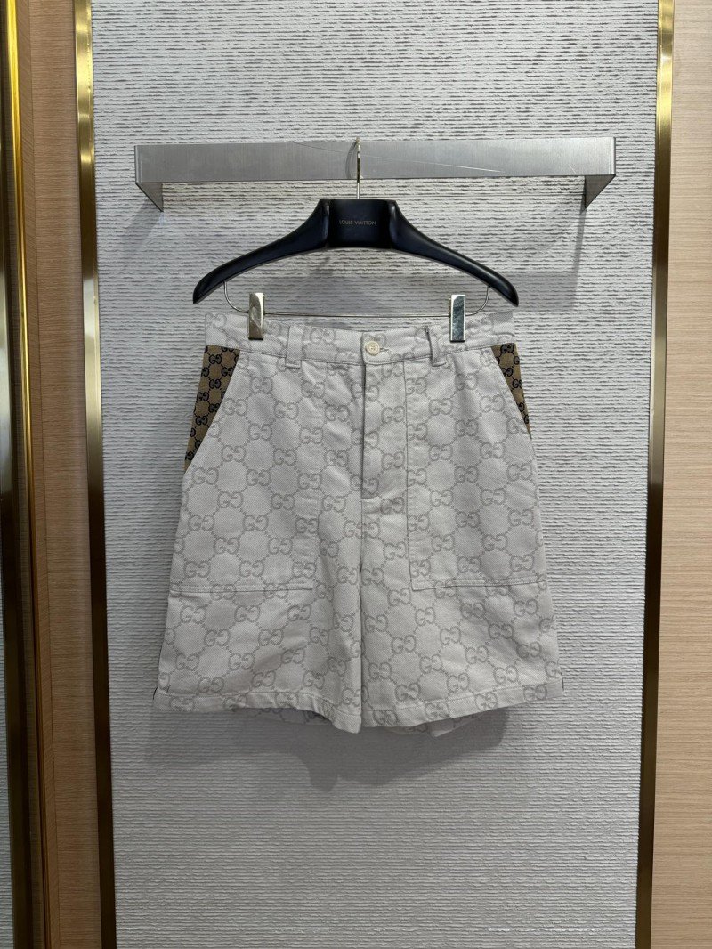 1-103-1.jpg GUCCI double g jacquard denim shorts - 图片 1