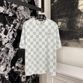 LV Green Checkerboard Print Short Sleeve