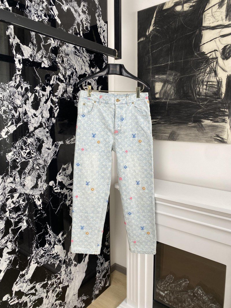 1-172-1.jpg LV co-branded embroidered denim pants - 图片 1
