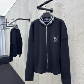 lv plaid collar appliques knit jacket