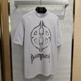 Balenciaga Logo Aged Short Sleeve T-Shirt 1