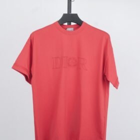 Dior Island Label Embroidered Short Sleeve Red