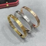 CARTIER LOVE bracelet classic model brushed 4 diamonds - 图片 3