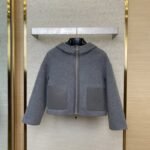 Fendi Old Flower Reversible Cashmere Short Jacket Grey
