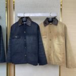 Prada 24SS Leather Collar workwear Jacket Coat Brown