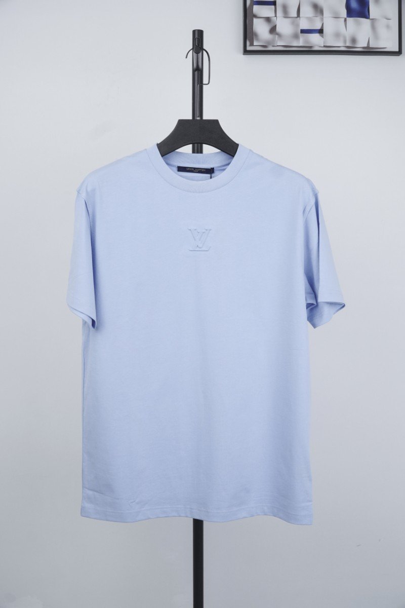 1-60-4.jpg LV Old Flower Embossed Short Sleeve Sky Blue - 图片 1