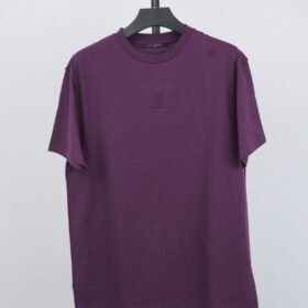 LV Old Flower Embossed Short Sleeve Wine Red