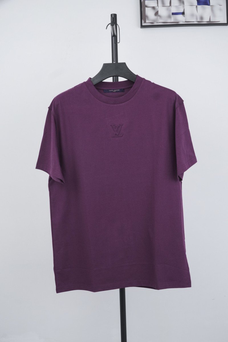 1-61-4.jpg LV Old Flower Embossed Short Sleeve Wine Red - 图片 1