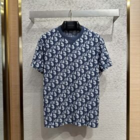 Dior Jacquard All Over Print Short Sleeve T-Shirt 1