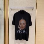 Balenciaga Distressed Portrait Print Round Neck Short Sleeve T-Shirt