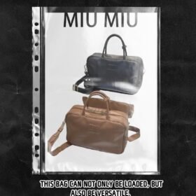 Miu Miu Logo Embossed Zip Tote Brown
