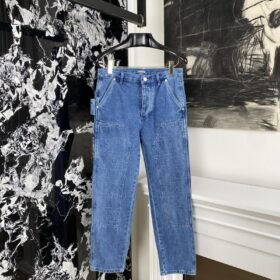 Dior Embroidered Denim Pants With Rhombus Stitching