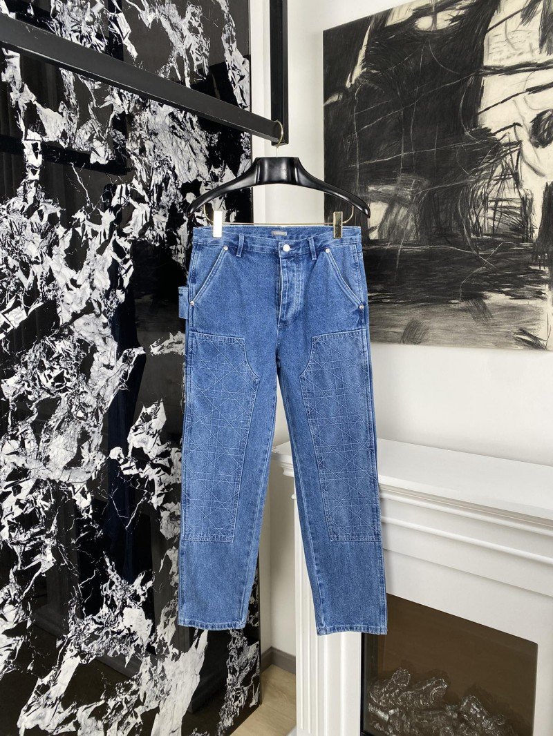 1-95-1.jpg Dior Embroidered Denim Pants With Rhombus Stitching - 图片 1