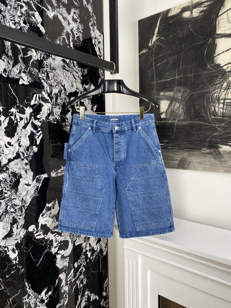 1-96-1.jpg Dior Embroidered Denim Shorts With Diamond Stitching - 图片 1