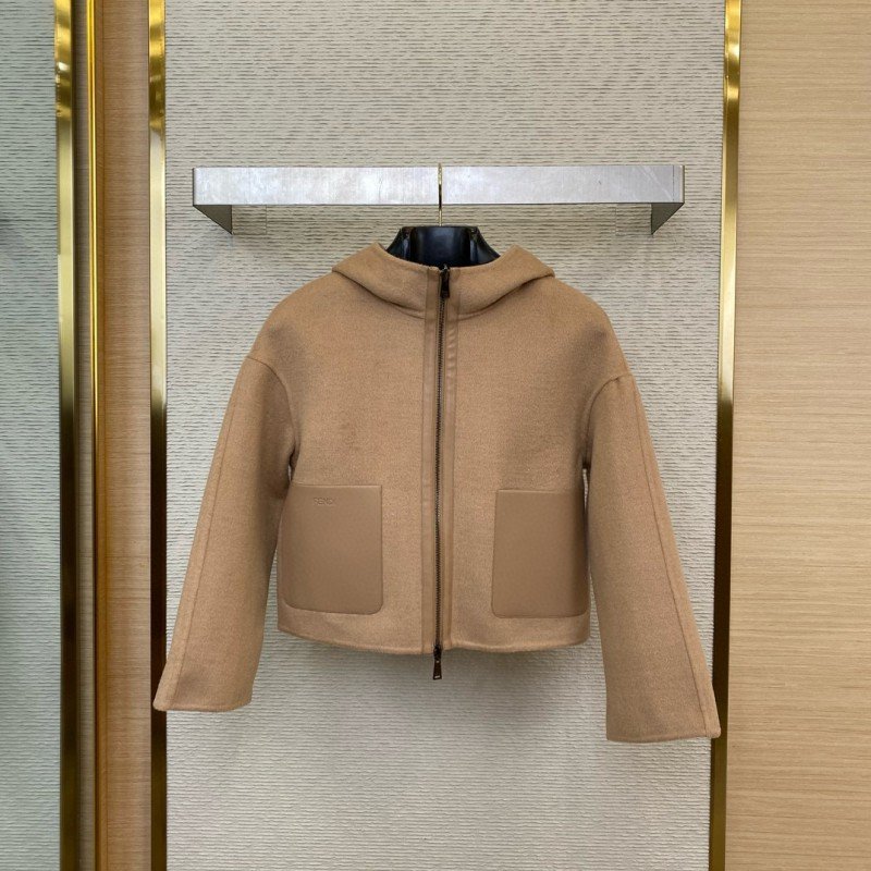 1201.jpg Fendi Old Flower Reversible Cashmere Short Jacket Khaki - 图片 1