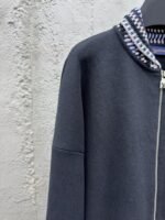 lv plaid collar appliques knit jacket - 图片 3