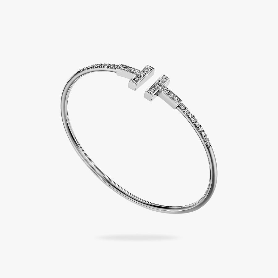 CEL-B-TIF-021.jpg Tiffany and Co TIFFANY T Pav?? Diamond Wire Bangle - 图片 1