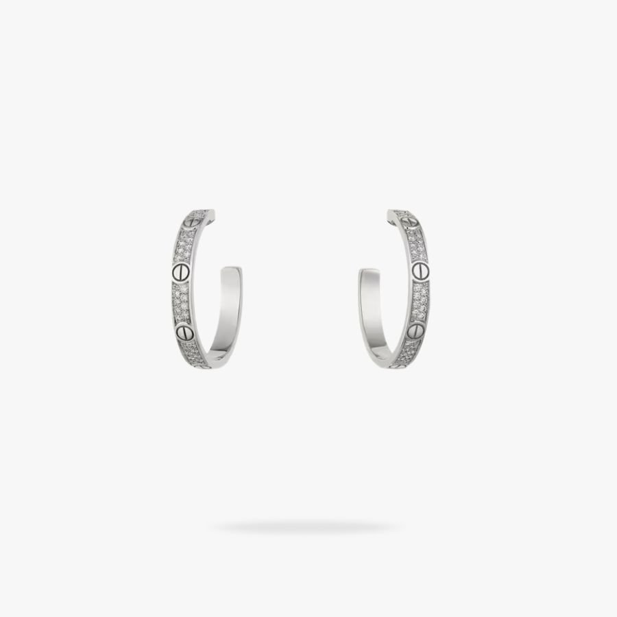CEL-E-CAR-011.jpg CARTIER LOVE hoop earrings medium model paved - 图片 1