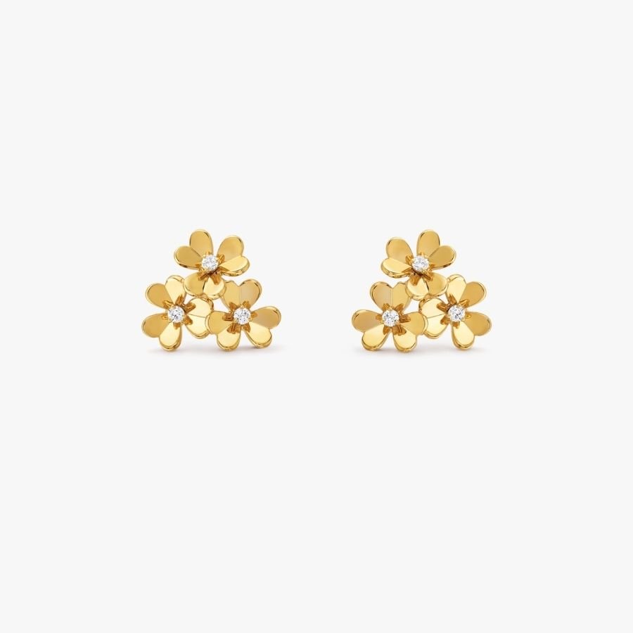 CEL-E-VCA-063.jpg Van Cleef and Arpels Frivole earrings 3 flowers mini model - 图片 1
