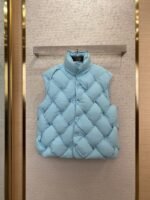 Bottega Veneta Braided Down Vest Light Blue