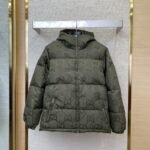 Gucci Jacquard Hooded Down Jacket Green