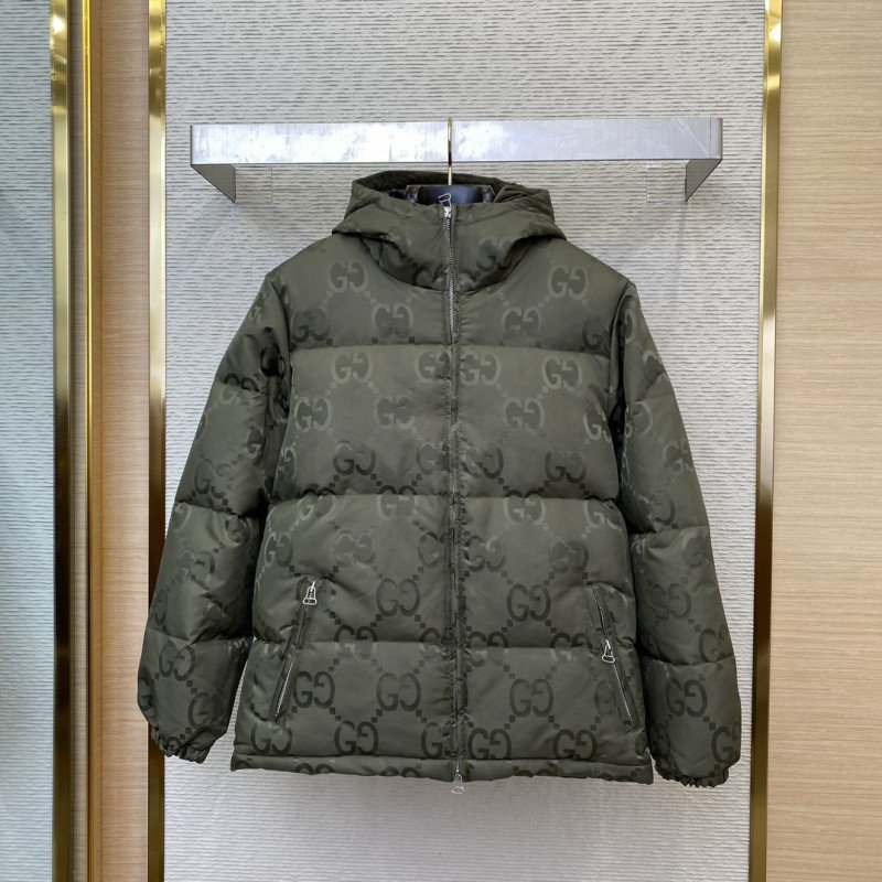 wsxc1728700230771_0.jpg Gucci Jacquard Hooded Down Jacket Green - 图片 1