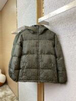 Gucci Jacquard Hooded Down Jacket Green - 图片 5