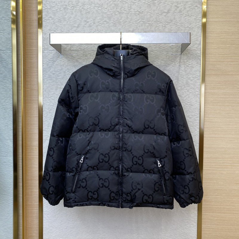 wsxc1728700235844_0.jpg Gucci Jacquard Hooded Down Jacket Black - 图片 1