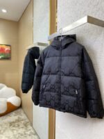 Gucci Jacquard Hooded Down Jacket Black - 图片 3