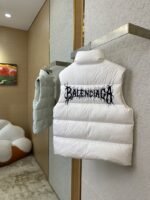 Balenciaga Flame Embroidered Down Vest White - 图片 4