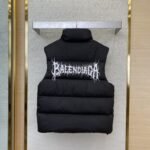 Balenciaga Flame Embroidered Down Vest Black