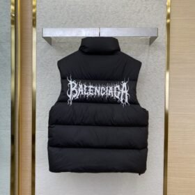 Balenciaga Flame Embroidered Down Vest Black