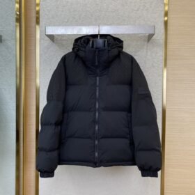 LV Logo Patchwork Hooded Cotton Jacket