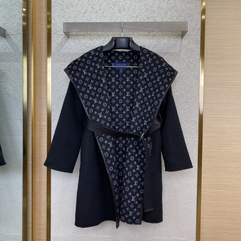 wsxc1729218047918_0.jpg LV Mid-Length Poncho Cashmere Coat Black - 图片 1