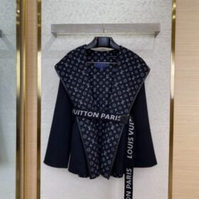LV short cape cashmere coat black