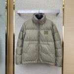 Fendi printed offset labelled down jacket brown