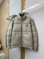 Fendi printed offset labelled down jacket brown - 图片 5