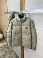 Fendi printed offset labelled down jacket brown - 图片 7