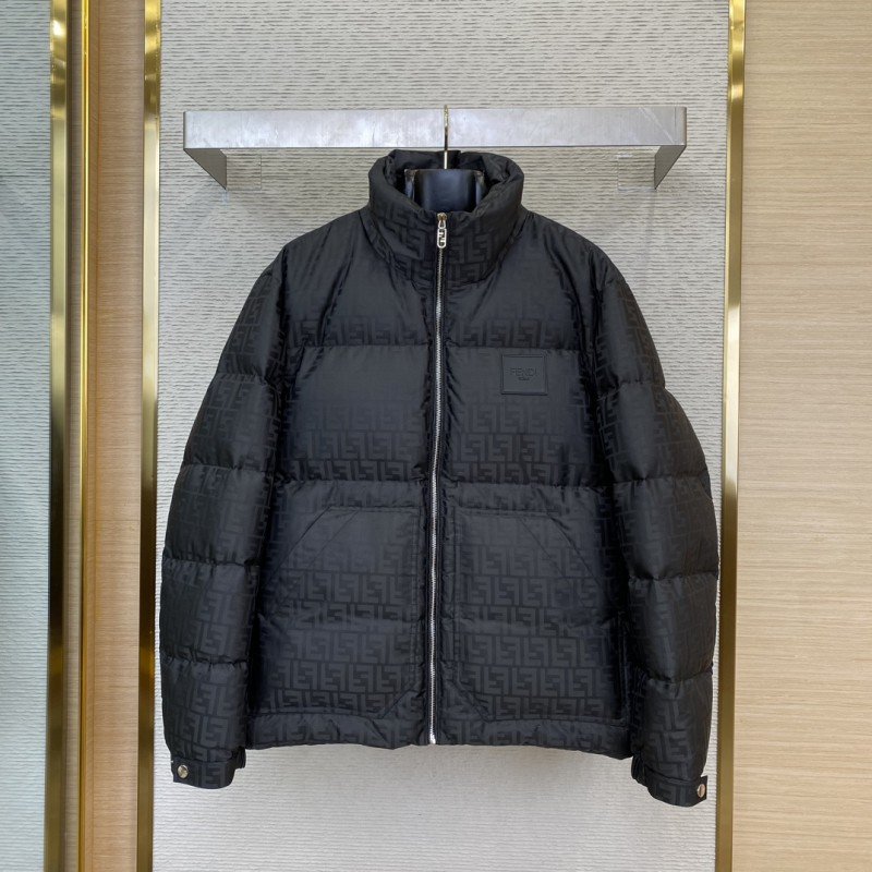 wsxc1729299976684_0.jpg Fendi Full Printed Rubber Label Down Jacket Black - 图片 1