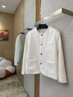 LV turquoise collarless chambray jacket - 图片 3