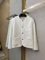 LV turquoise collarless chambray jacket - 图片 5