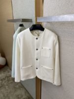 LV turquoise collarless chambray jacket - 图片 7