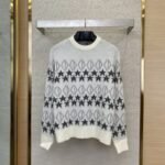 Dior Colour Block Pentagram Jacquard Wool Crew Neck Sweater