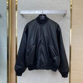 Balenciaga Letter Logo Leather Jacket Jacket