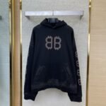 Balenciaga Logo Print Hooded Sweatshirt