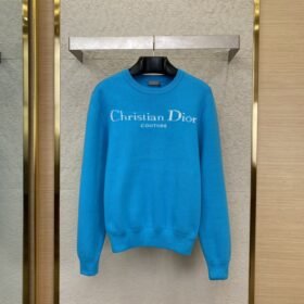 Dior Appliquéd Crew Neck Sweater Blue