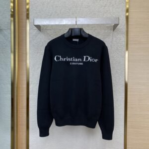 Dior Appliqué Crew Neck Sweater Black