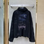 Balenciaga Night Scene Printed Aged Hooded Sweatshirt