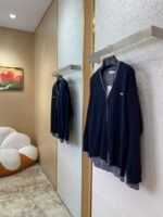 Miu Miu False Two Piece Logo Cardigan Blue - 图片 2